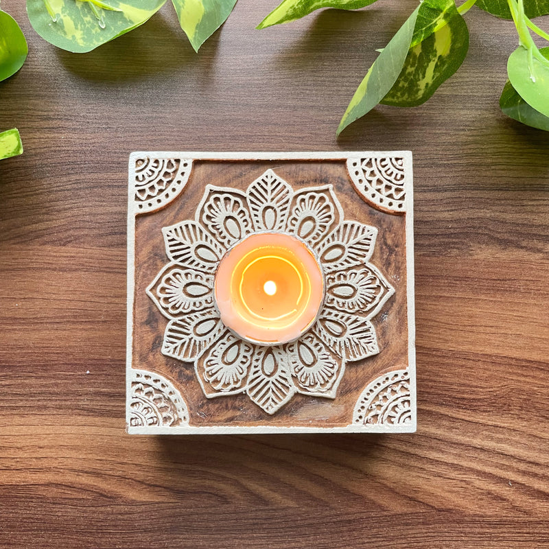 Wood Block Tea Light Holder