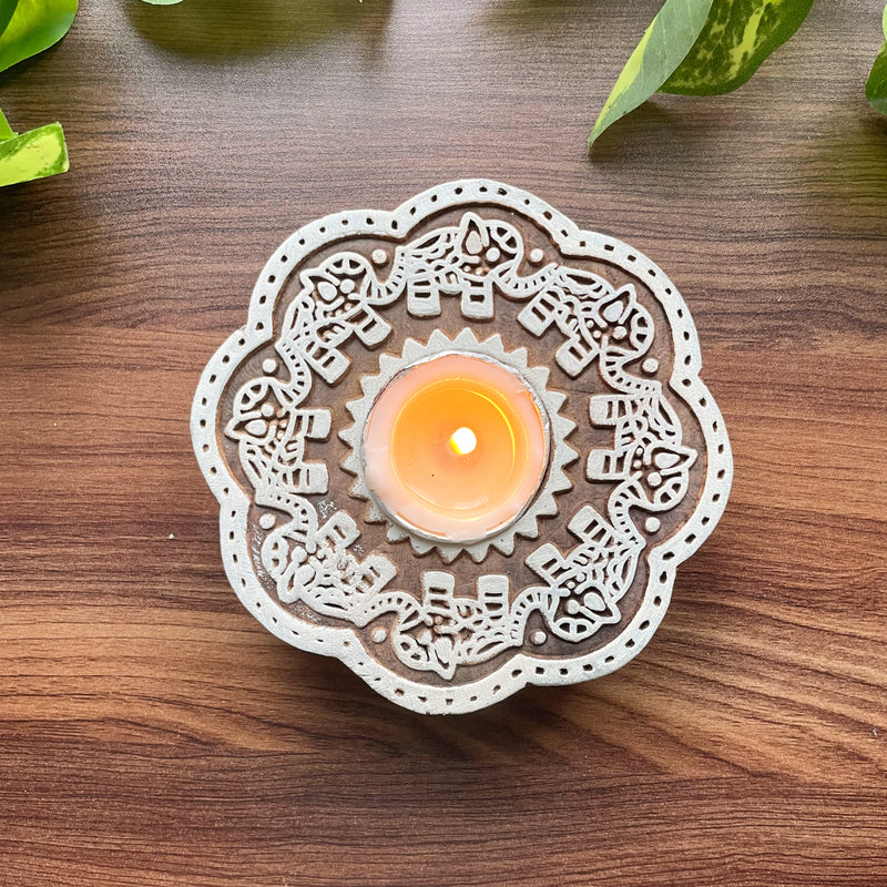 Wood Block Tea Light Holder