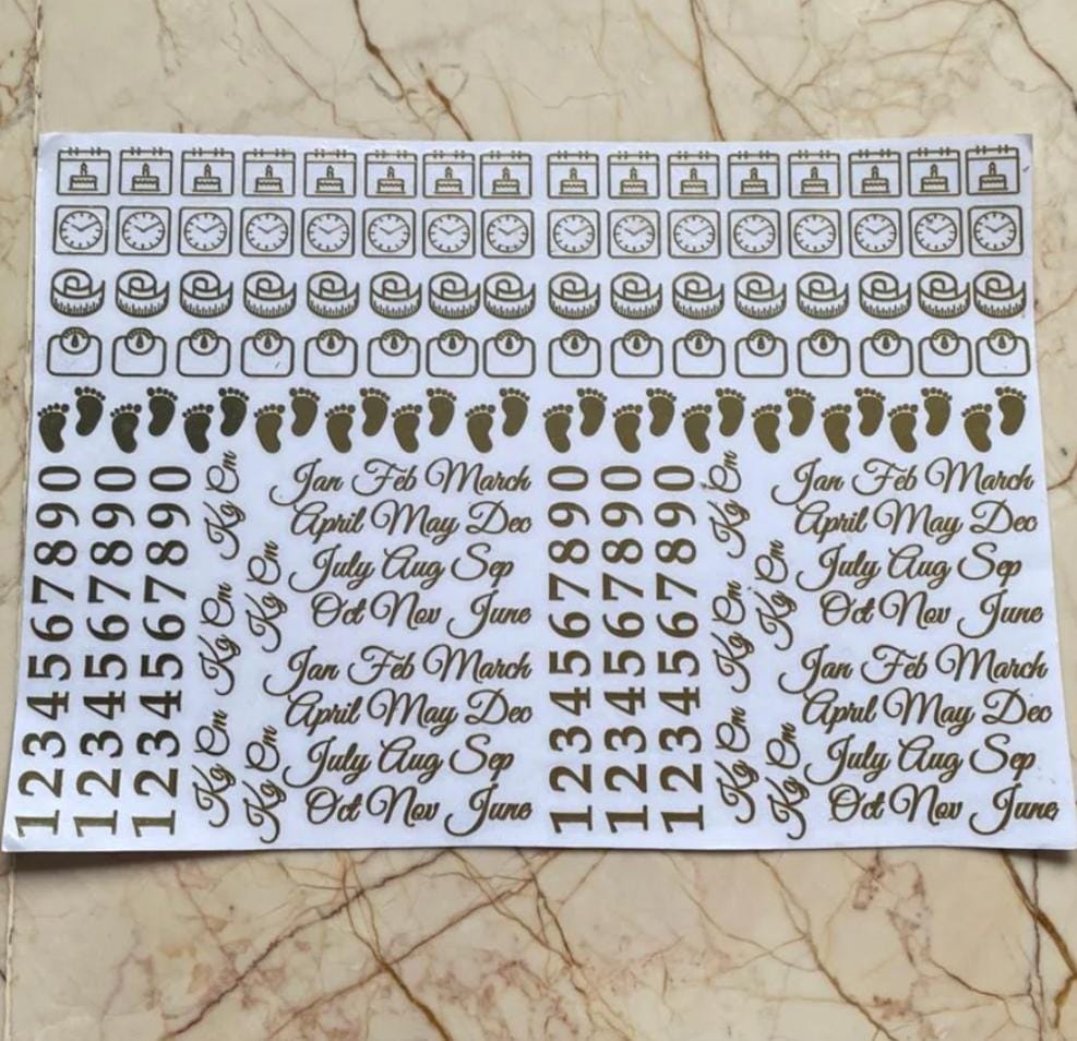 13x9.5" Metallic Embossed stickers - Born Baby