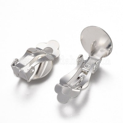 Earring Clip  Base Silver - Set of 2