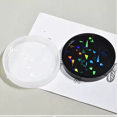 Holographic Round Trinket Tray Mold 8cm Diameter Set of 4 Bestow Charms