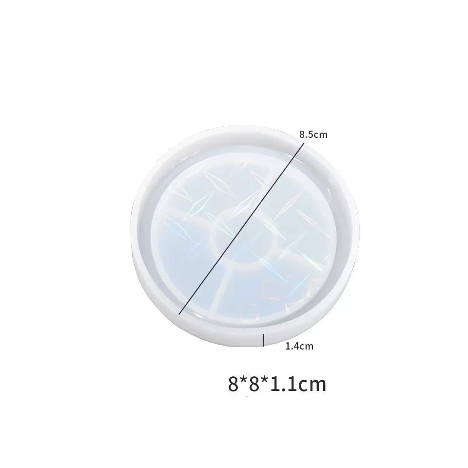 Holographic Round Trinket Tray Mold 8cm Diameter Set of 4 Bestow Charms