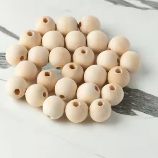 Round Birch Wood Beads - 15mm