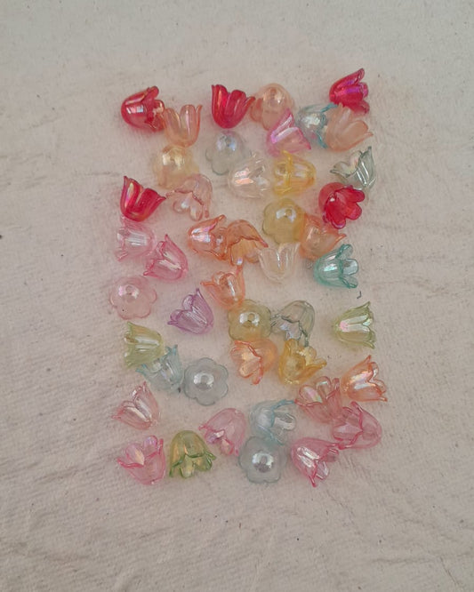 Tulip Flower Acrylic Beads Multicolor